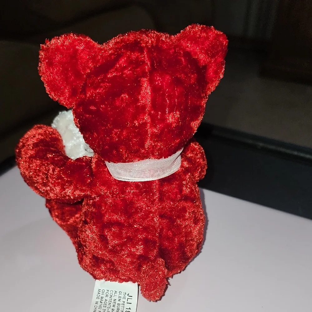 Plush Red Teddy Bear with White Heart and bow Valentine's Bear Stuffed Animal